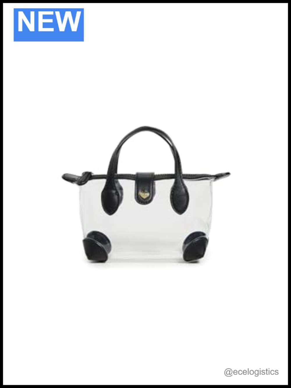 Clear Vinyl Crossbody Bag with PU Leather Trim, Adjustable Strap